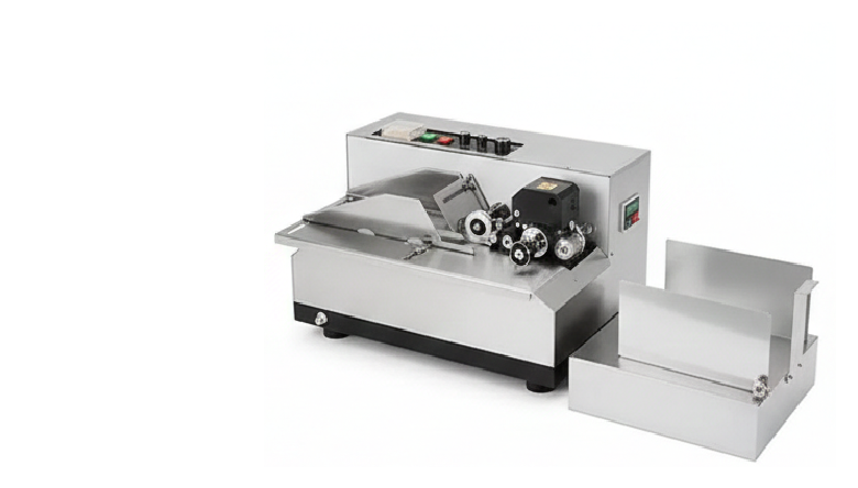 Hot ink roll and ribbon batch coders – automatic table top stamping machine for FMCG packaging